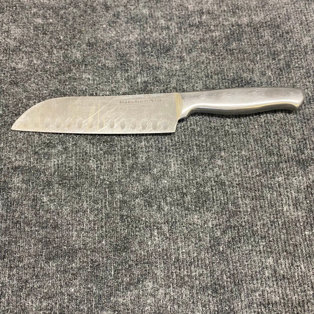 KitchenAid  Santoku Knife Stainless Steel Granton Edge Silver 12 inch Total